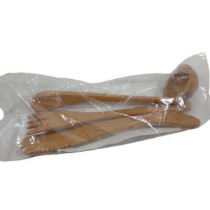 Pampered Chef Bamboo Serving Set 3 Piece Ladle, Fork, Spreader NEW